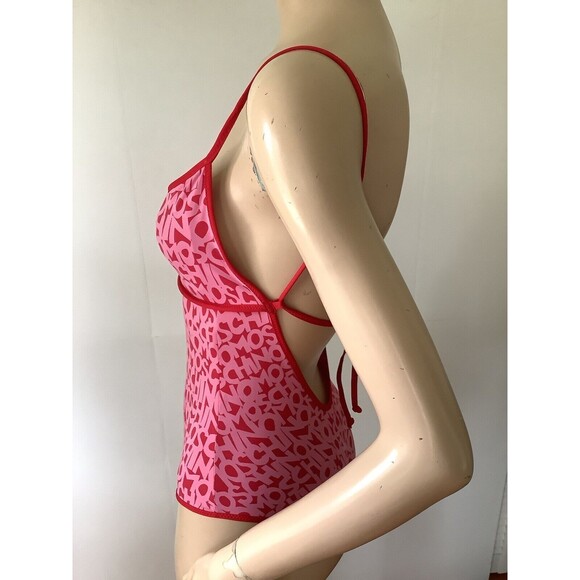 MOSCHINO Pink & Red Word Logo One Piece Swimsuit Maillot (Size 34/M) - Picture 15 of 16